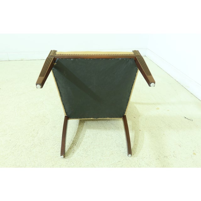 Federal Style Solid Mahogany Leather Open Armchair For Sale - Image 9 of 10