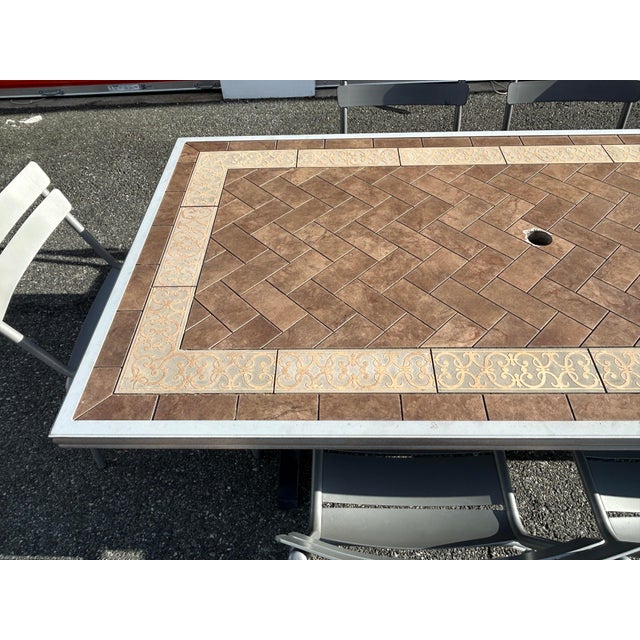 Beautiful Aluminum Patio Set With Stone Top Table and 6 Chairs ~ For Sale In Washington DC - Image 6 of 9