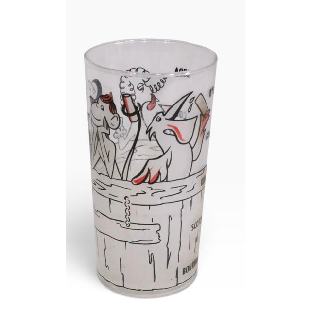 Mid-Century Modern Viintage Mid Century Modern Barware Recipe Drinking Glasses W/ Gull Poodle Monkey and Penguin - a Pair For Sale - Image 3 of 7
