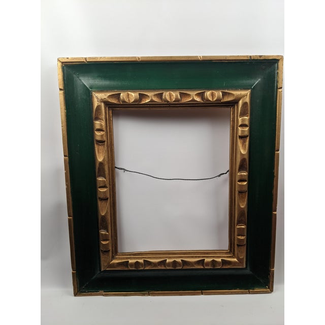 Wood Vintage Gallerywall Green and Gold Gilt Wood 8 X 10 Picture Frame, Taiwan For Sale - Image 7 of 13