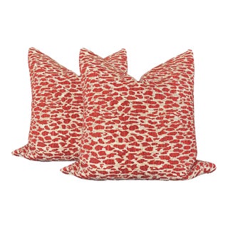 Red and Tan Abstract Pillows - a Pair For Sale