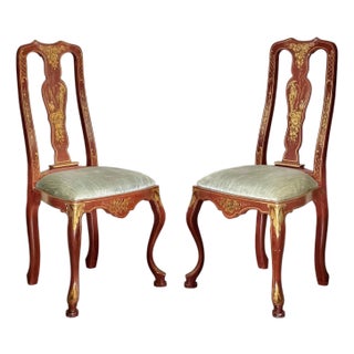 Mid-20th Century Chinoiserie Side Chairs - A Pair For Sale