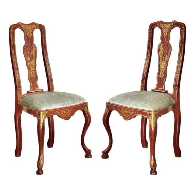 Mid-20th Century Chinoiserie Side Chairs - A Pair For Sale