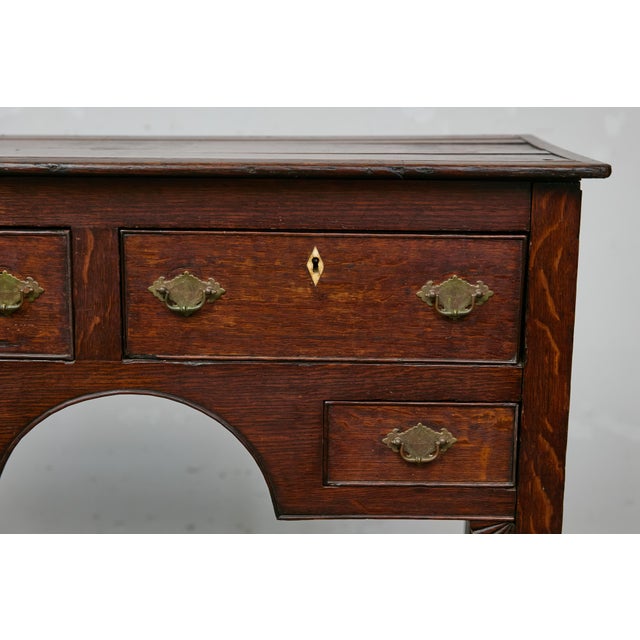 Brown Late Georgian Oak 19th Century Dresser Base with Chippendale Brass Hardware For Sale - Image 8 of 12