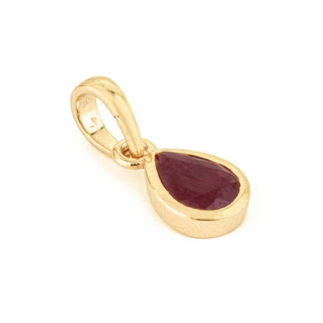 Pear-Cut Ruby Solitaire Pendant in 14k Yellow Gold by VRJewels For Sale - Image 4 of 15