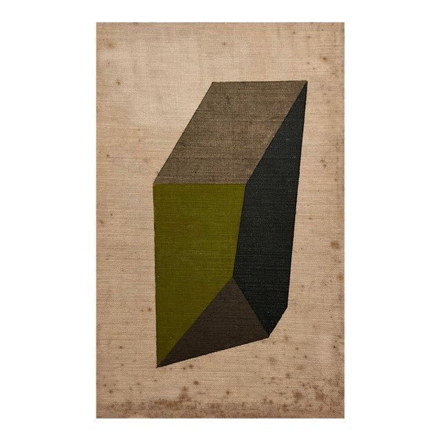 Vintage Modernist Miniature Geometric Abstraction – Architectural Oil Painting For Sale