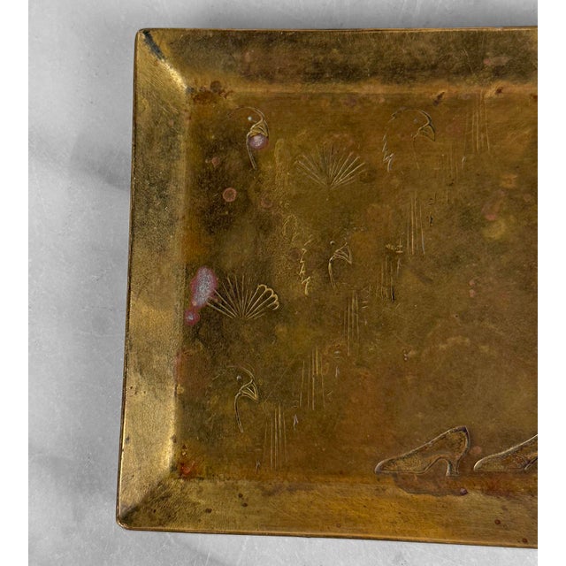 Metal Antique Arts & Crafts Georg Von Mendelssohn German Brass Catchall Tray For Sale - Image 7 of 8