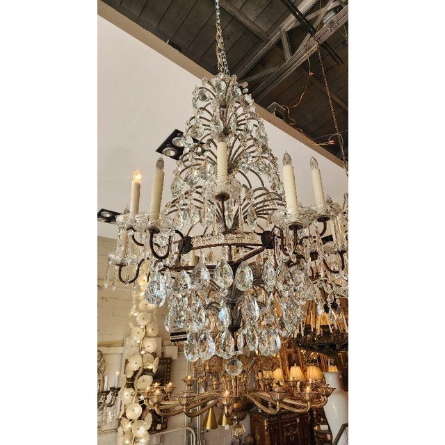 Early 20th Century Italian Crystal and Beaded Chandelier For Sale - Image 4 of 9