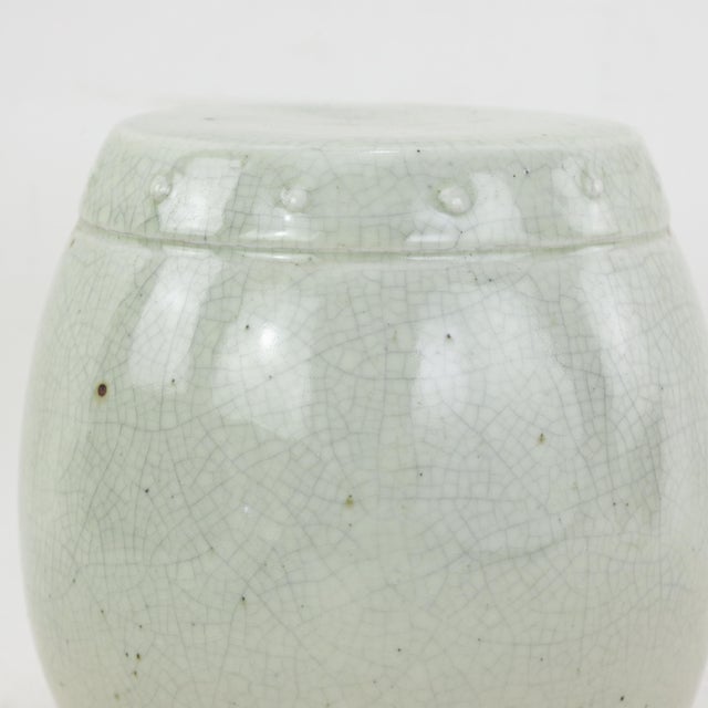 Vintage Chinese Celadon Crackle Glaze Decorative Porcelain Drum For Sale In New York - Image 6 of 11