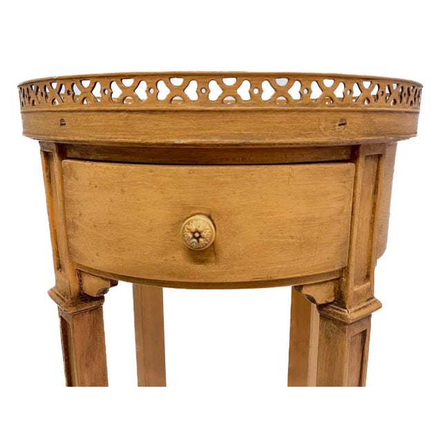 Early 20th Century Vintage Peach Painted Two Tiered Plant Stand For Sale - Image 5 of 11