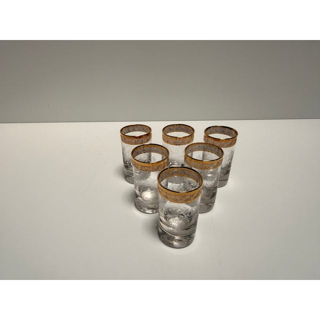 Murano Glass Medici Gold Rim Liquor Glass Set, 1970s, Set of 6 For Sale - Image 3 of 7