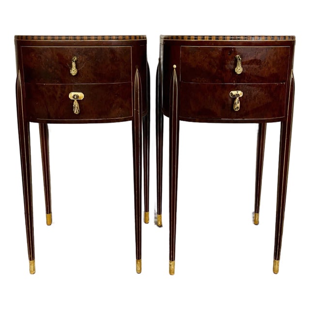 Vintage Art Deco Demilune Side Tables Company of Master Craftsmen W. & J. Sloane For Sale