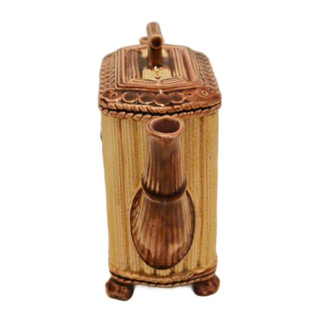 Majolica Victorian Majolica Faux Bamboo Teapot With Relief Songbird Motif, Circa 1890 For Sale - Image 4 of 9