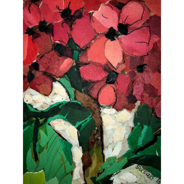 Red Hydrangea Collage Painting For Sale In Atlanta - Image 6 of 7
