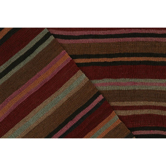 Textile Vintage Persian Paneled Kilim Rug in Polychromatic Stripes - By Rug & Kilim For Sale - Image 7 of 7
