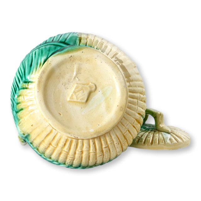 Farmhouse Early 20th Century Majolica Bamboo & Fern Sugar Bowl For Sale - Image 3 of 6