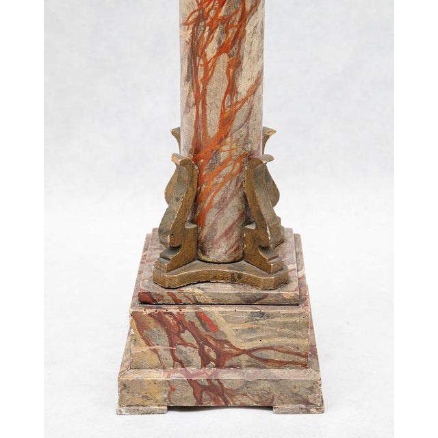 Wood Small Faux Marble Pedestal Column, 19th Century For Sale - Image 7 of 8