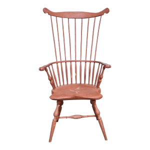Primitive Fan Back Windsor Arm Chair Bench Made New York Artisian