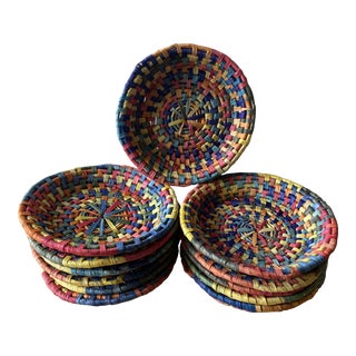 Vintage Colorful Baskets Set of 12 For Sale