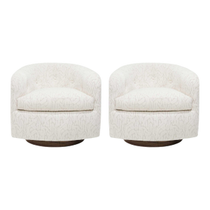 Mid-20th Century Attributed to Milo Baughman Tilt Swivel Lounge Chairs in Jessica Charles - Set of 2