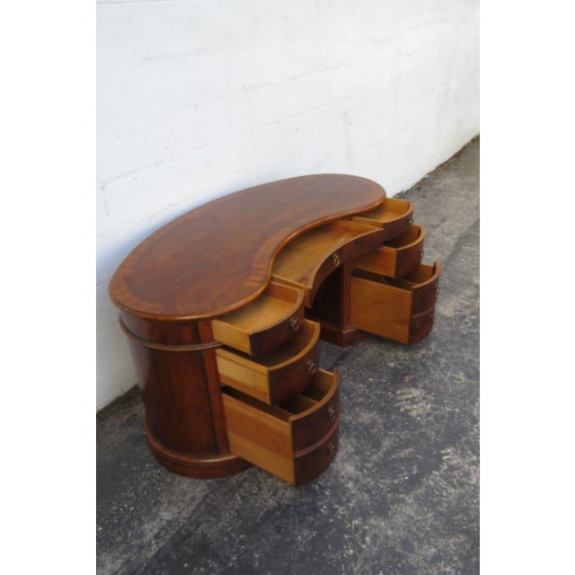 Drexel Heritage Drexel Heritage Flame Mahogany Kidney Shaped Executive Desk With Bookcase 6084 For Sale - Image 4 of 18