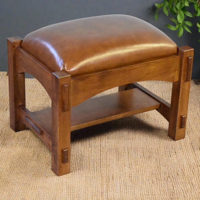 Arts & Crafts Arts & Crafts Quarter Sawn Oak Mission Foot Stool Light For Sale - Image 3 of 3