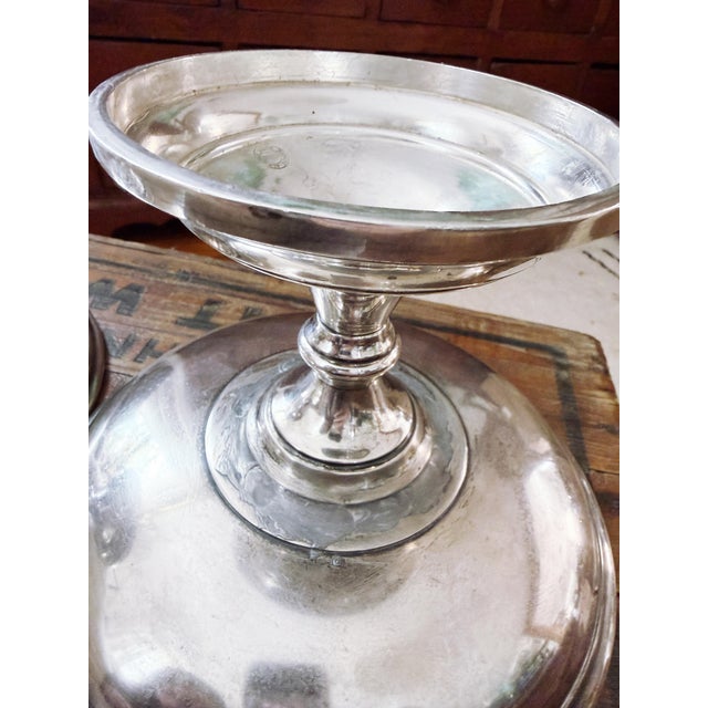 Silver Antique Silver Plated Dessert Stands From Grand Hotel Ligure in Turin Italy - Set of 2 For Sale - Image 8 of 10