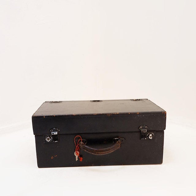 Mid-Century Black Leather Doctor's Case For Sale - Image 6 of 16