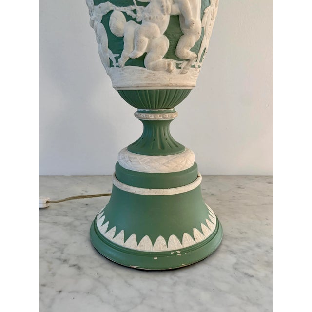 English Antique Wedgwood Jasperware Ram's Head Table Lamp For Sale - Image 3 of 13