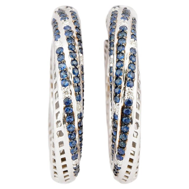 Natural diamond 0.18cts & blue sapphire 1.48 earring in 18k gold For Sale - Image 15 of 18