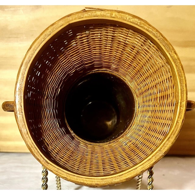 Vintage MCM Japanese Wicker 9.5 Inch Tall Vase For Sale - Image 4 of 7