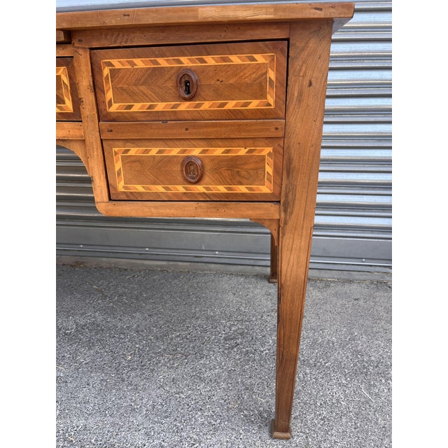 20th Century Louis XVI Writing Desk in Inlaid Wood with Drawers and Pull-Out Top, 1900 For Sale - Image 13 of 18