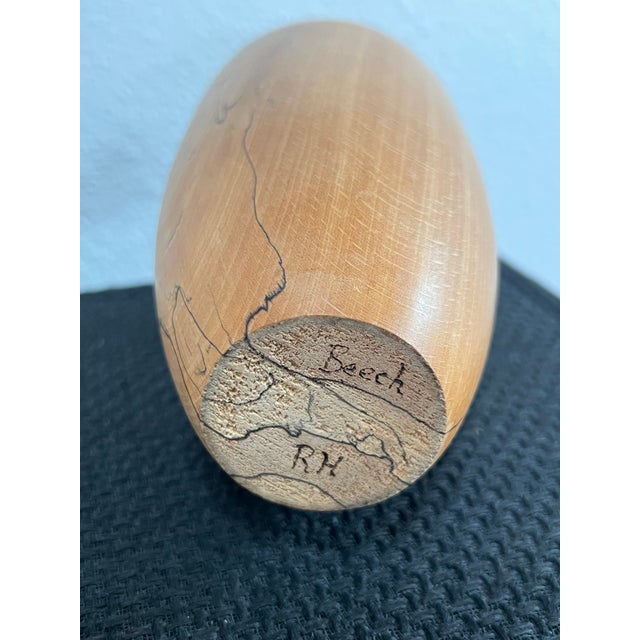 1970s Studio Craft Turned Solid Beech Wood Vase / Sculptural Vessel For Sale - Image 5 of 6