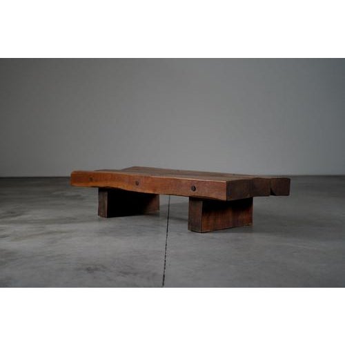 Brown Rustic Rectangular Oak Coffee Table, Netherlands, 1960s For Sale - Image 8 of 8