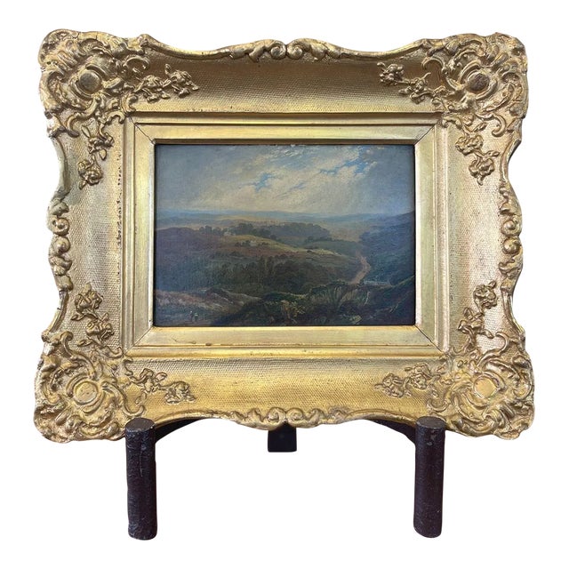 Vintage Oil on Board Framed Landscape Painting For Sale