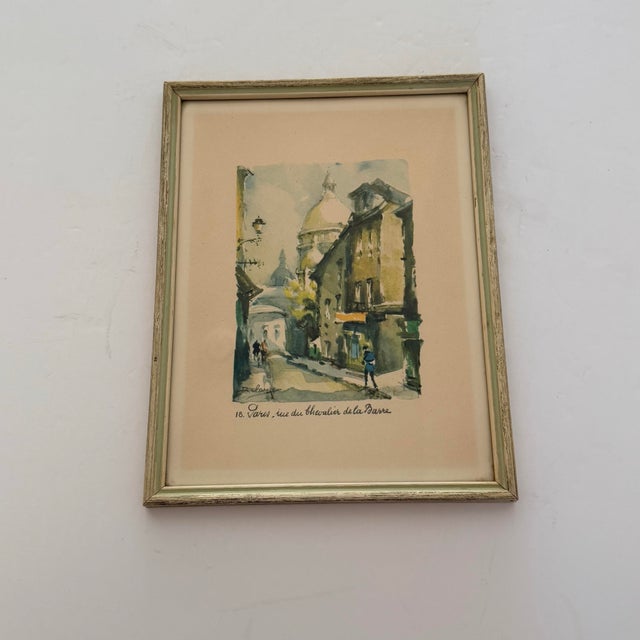 Paint Vintage Framed Paris Montmartre Rue Du Chevalier De La Barre Art Print For Sale - Image 7 of 9