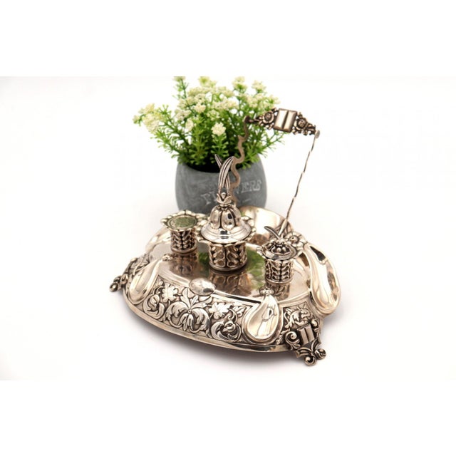 Silver Inkwell with Bell and Sandpit, in Good conditions.