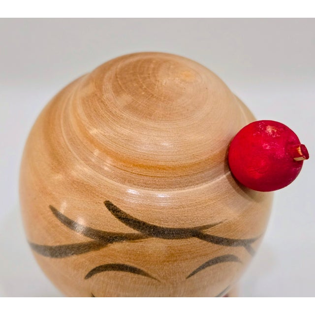 Vintage Hand-Painted Japanese Kokeshi Doll With Blossoms For Sale In Dallas - Image 6 of 8