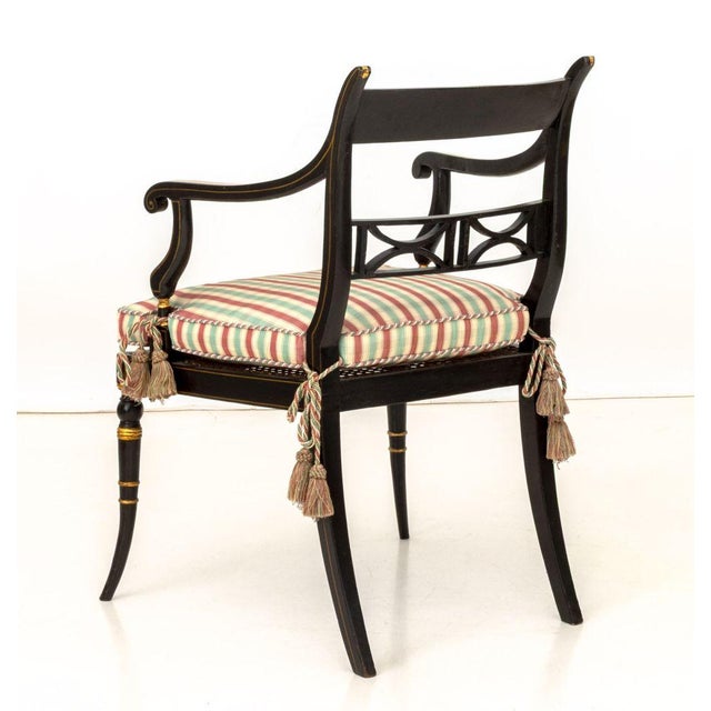 Early 19th Century Regency Ebonized and Gilt Armchair, 19th C. For Sale - Image 5 of 7
