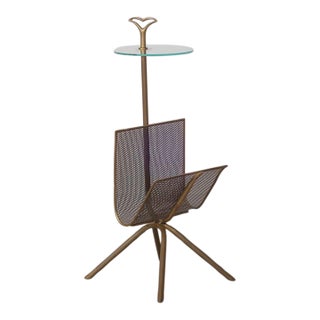 1950s Italian Brass Magazine Cocktail Table For Sale