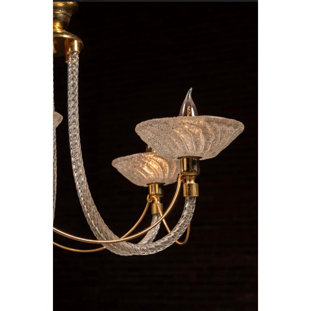 1960s Vintage Murano-Style Glass Five-Light Chandelier For Sale - Image 5 of 7