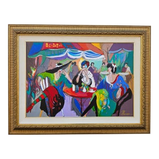 Isaac Maimon Original Painting "Such as Life" Parisian Cafe - Framed With Coa For Sale