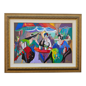 Isaac Maimon Original Painting "Such as Life" Parisian Cafe - Framed With Coa
