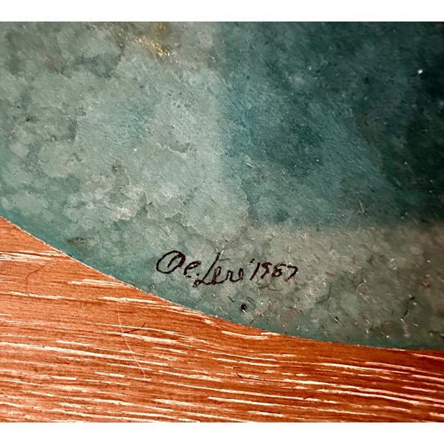 Curtis Jere Verdigris Patinated Marble Top Sculptural Table, Signed For Sale In Charleston - Image 6 of 7