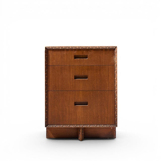 Wood Frank Lloyd Wright for Henredon Taliesin Mid Century Mahogany Nightstands - Pair For Sale - Image 7 of 14