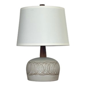 1960s Jane and Gordon Martz Minimalist Ceramic Table Lamp in Walnut and Ceramic