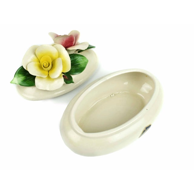 Mid 20th Century Mid 20th Century Nuona Capodimonte Roses Flower Trinket Box For Sale - Image 5 of 6