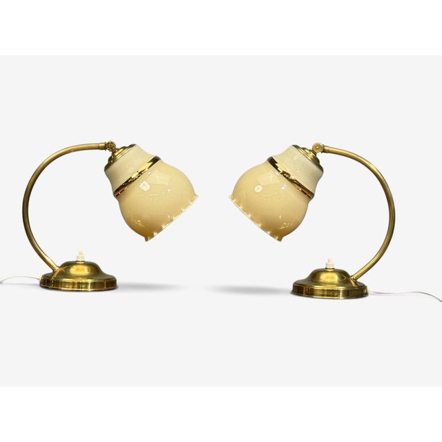 1950s Itsu Oy, Table Lamps, Polished Brass, Glass For Sale - Image 4 of 14
