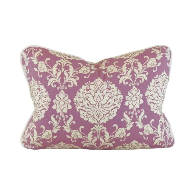 2020s Designer P Kaufmann Waverly Ivory Lilac Purple Damask Leaves Scroll Pillow Cover For Sale - Image 5 of 5