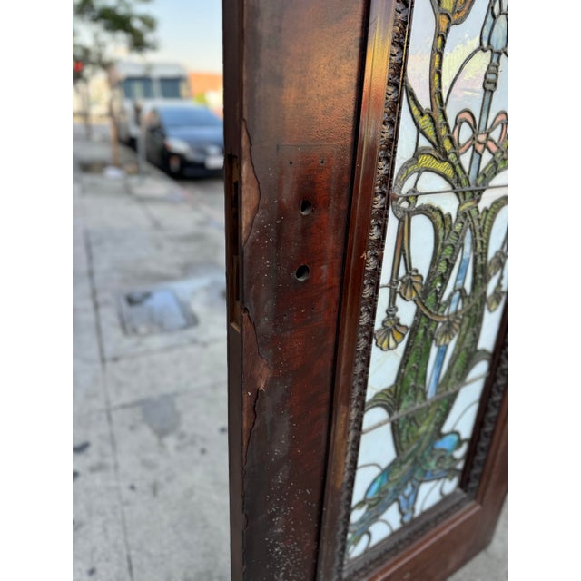 Late 19th Century John La Farge Stained Glass Door With Scroll Centerpiece For Sale - Image 9 of 12